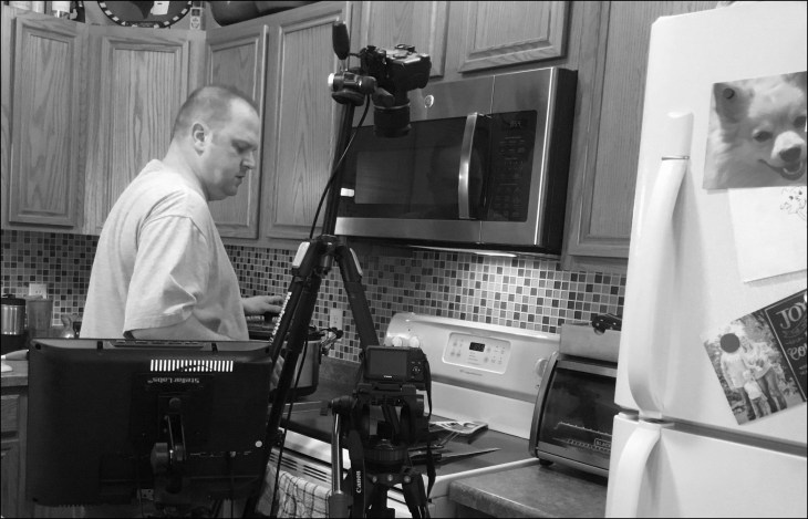 Marty with Cameras BW